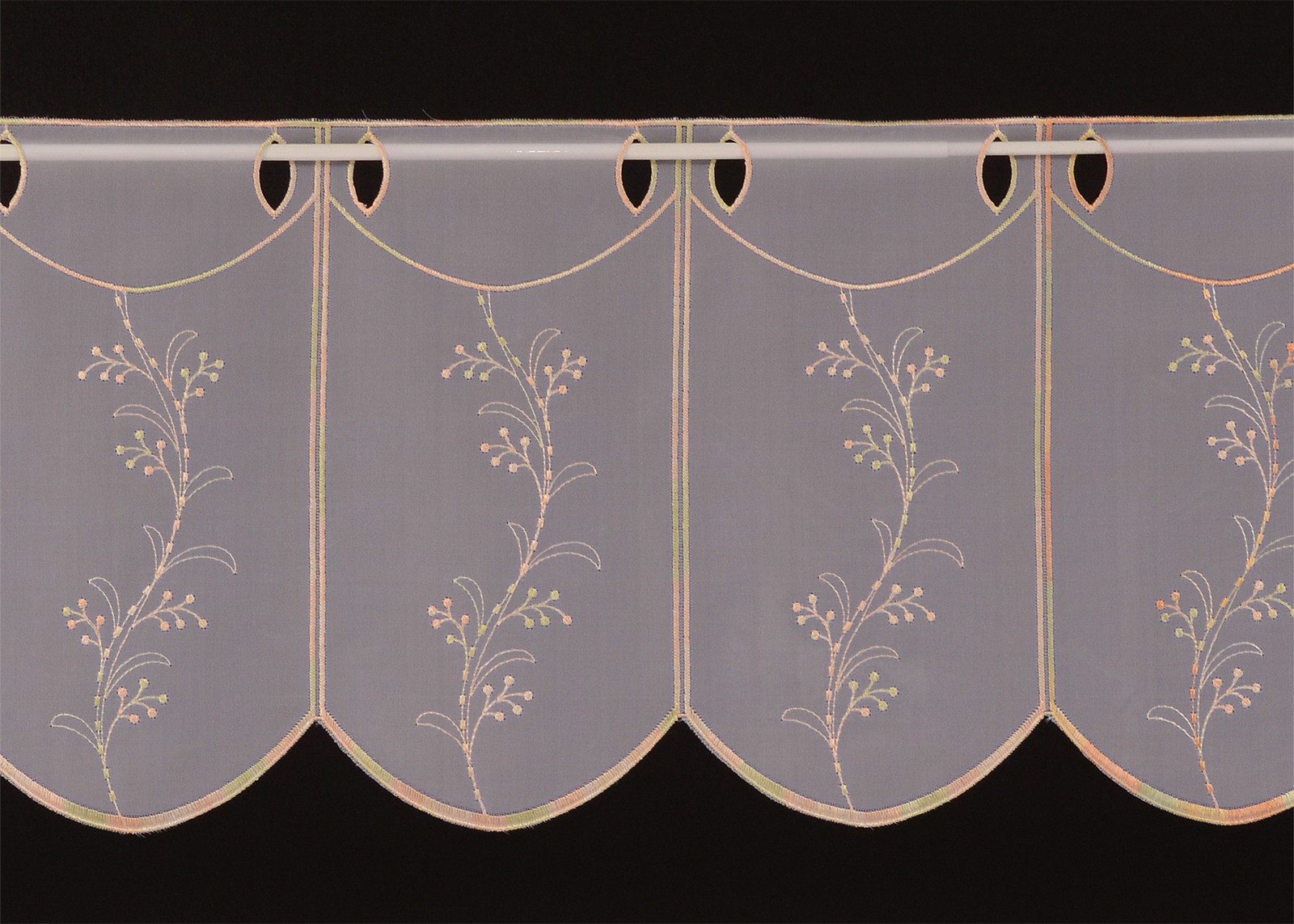 Gardinen Kranzusch Scheibengardine Voile pastellfarbig bestickt, Stangendur günstig online kaufen