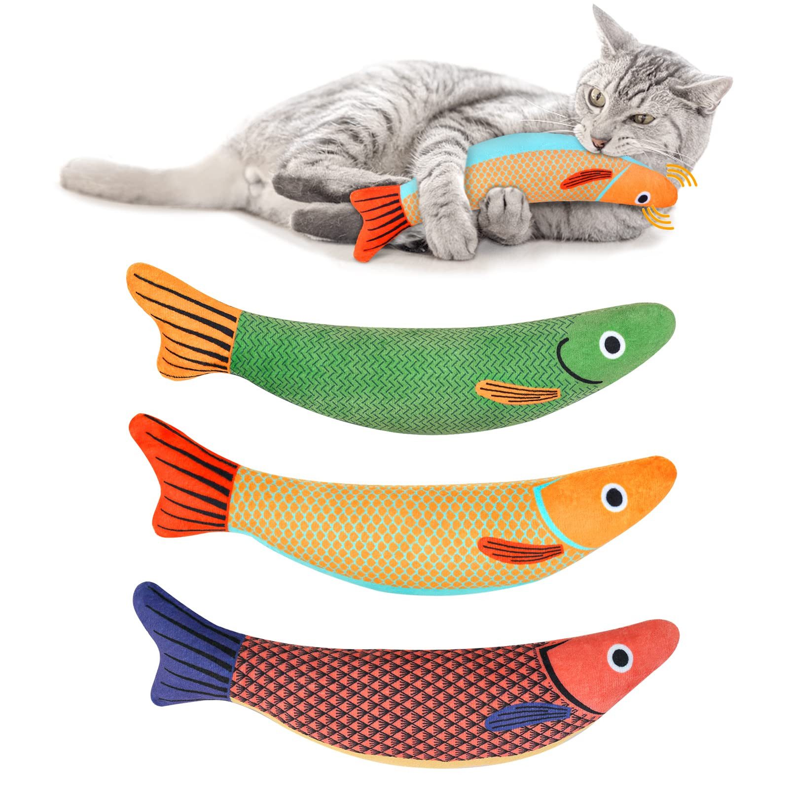 Einfach Tierkuscheltier Katzenminze-Spielzeug, 3er-Pack Katzen-Kauspielzeu, (3-tlg) Interaktives Plüsch-Cartoon-Kätzchenspielzeug mit Glocke