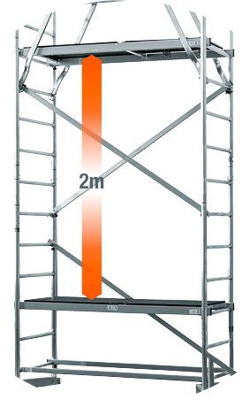 System mit Arbeitsgerüst KRAUSE ClimTec in 1. nur 2. + ClimTec Aufstockung, Verbindung System Grundgerüst Aufstockung