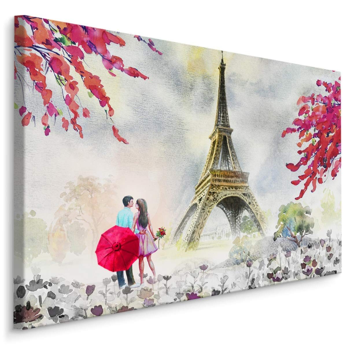 Muralo Leinwandbild Architektur – Leinwandbild Wandbild Kunstdruck Wohnzimmer, Gebäude (1 St), Paris – Stadt – Frankreich, 70 x 50 cm, aufhängefertig