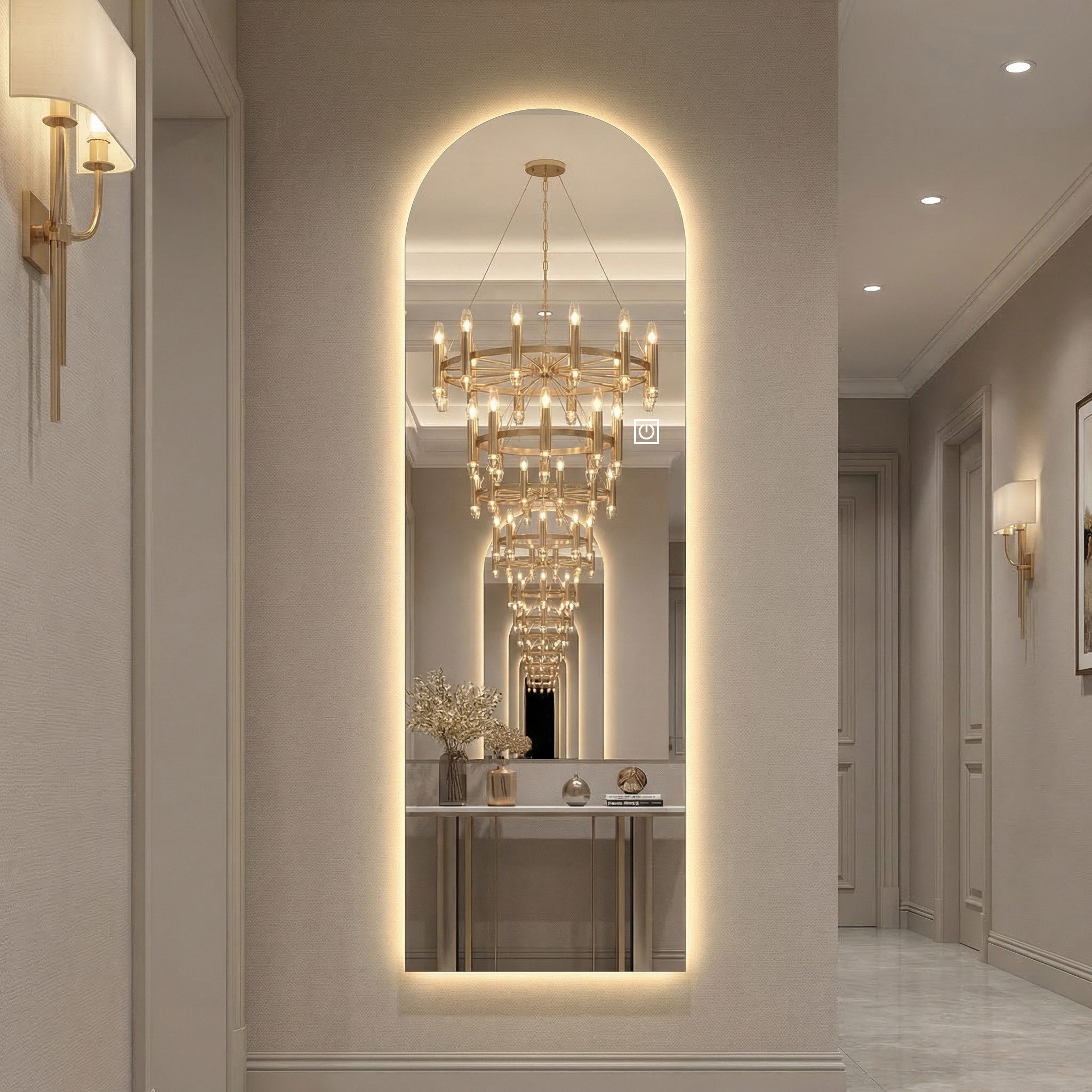 OKWISH Ganzkörperspiegel Dekospiegel (Wandspiegel mit LED-Beleuchtung Silber, 1-St., 150*50cm)