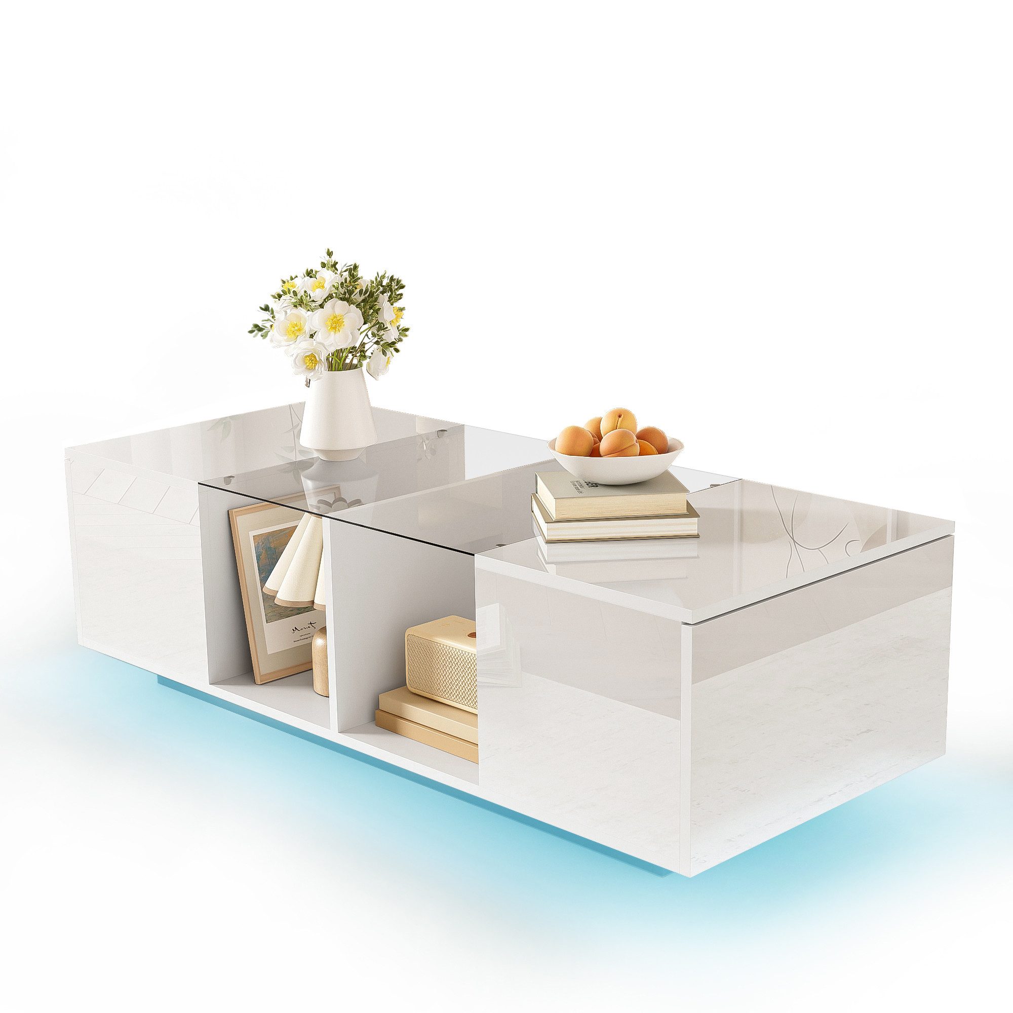 HAUSS SPOLE Couchtisch Hochglanz-Couchtisch mit Glasablage, günstig online kaufen