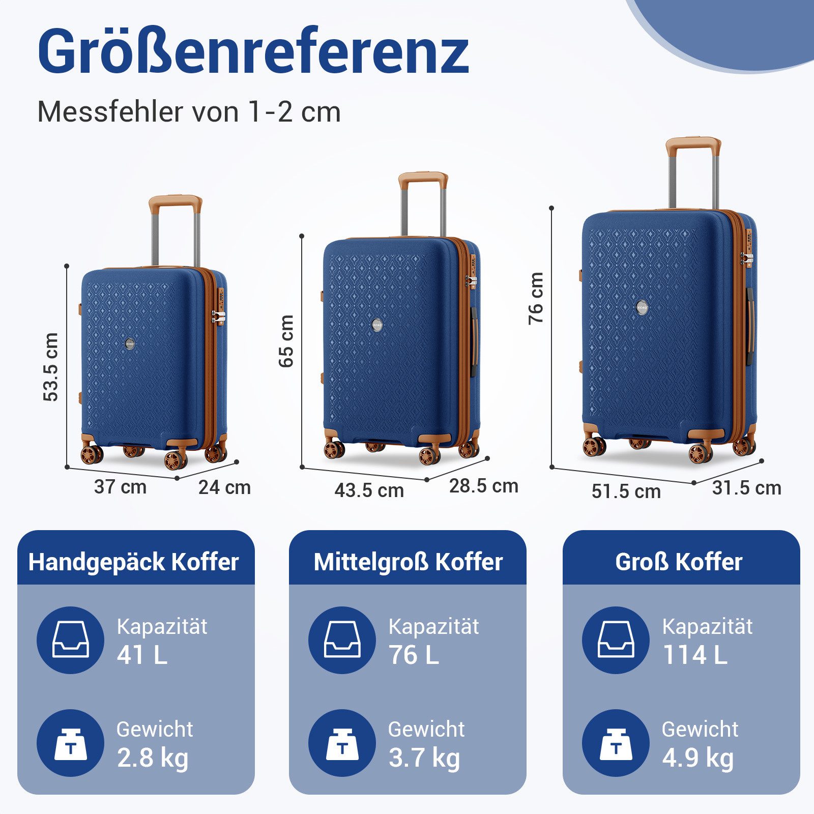 KONO Business-Koffer Premium Reisekoffer Ultimate – Leichter PP-Koffer mit günstig online kaufen