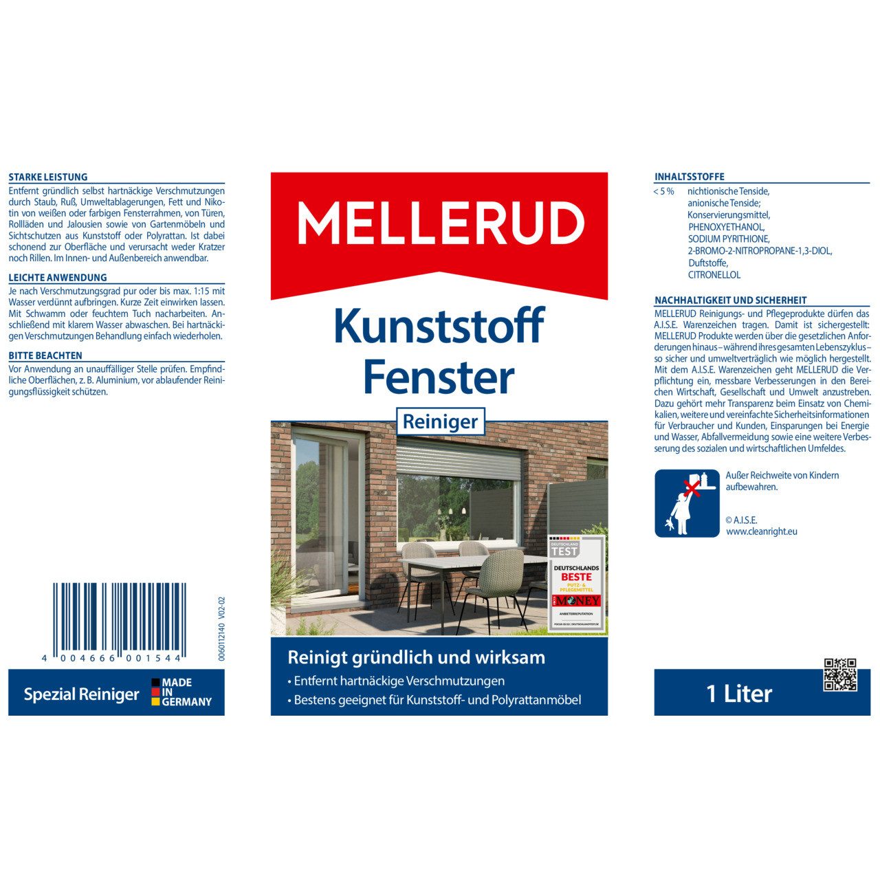 Mellerud Kunststoff Fenster Reiniger 1,0 l Kunststoffreiniger