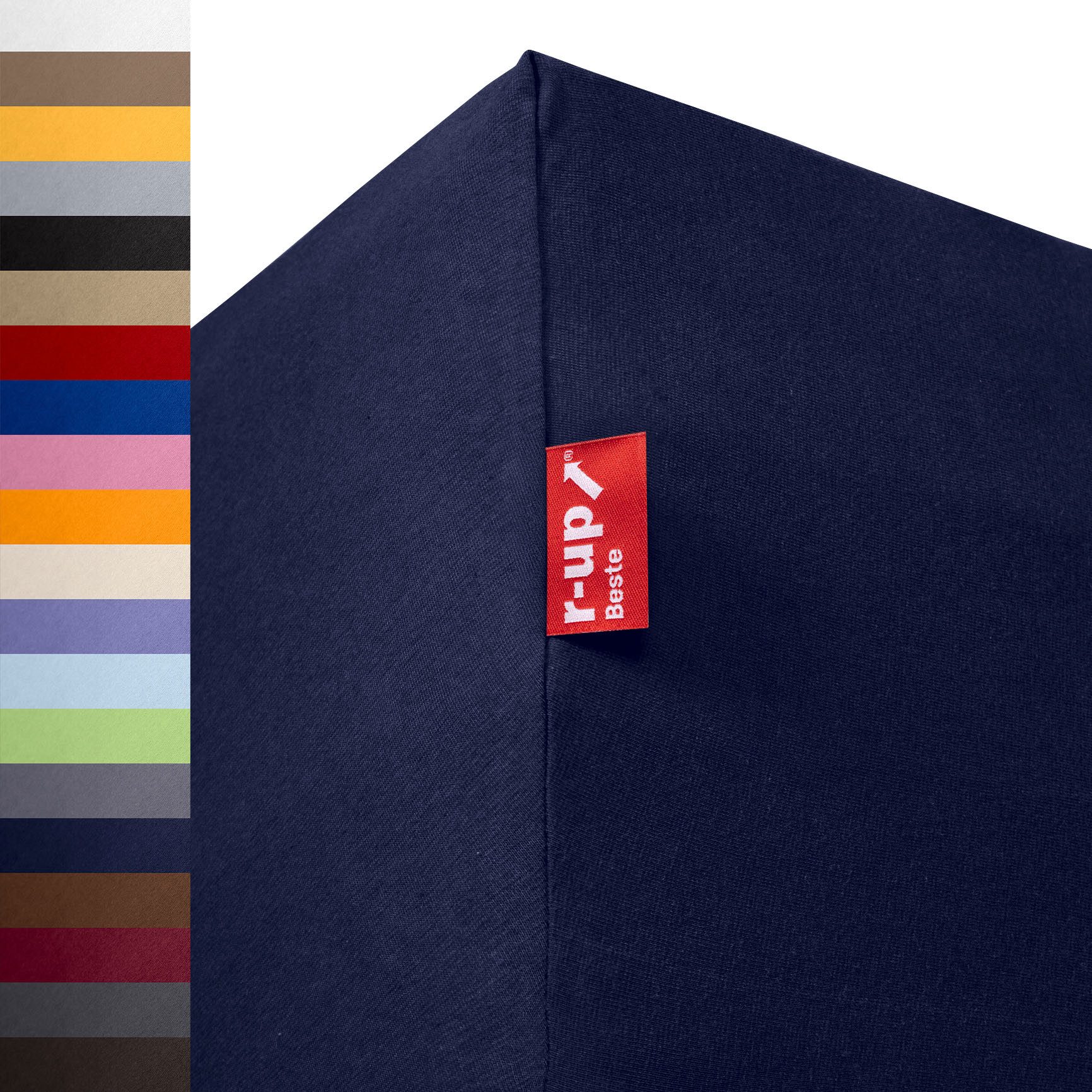 r-up Spannbettlaken Beste 90x200 bis 220x240cm erhältlich! 230 g/m², Baumwolle, Gummizug: fest eingenähtes dauerelastisches Rundumgummi, (1 Stück), (90x200-100x220, 15-35cm Matratzenhöhe, dunkelblau)