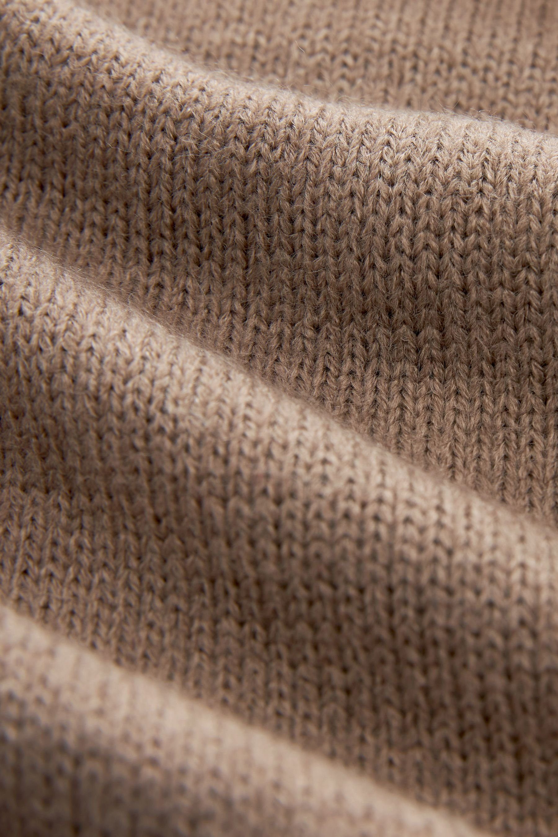 (1-tlg) Stripe Brown Kuscheliger Pullover Neutral 2-in-1-Pullover and Next mit Blusendetail