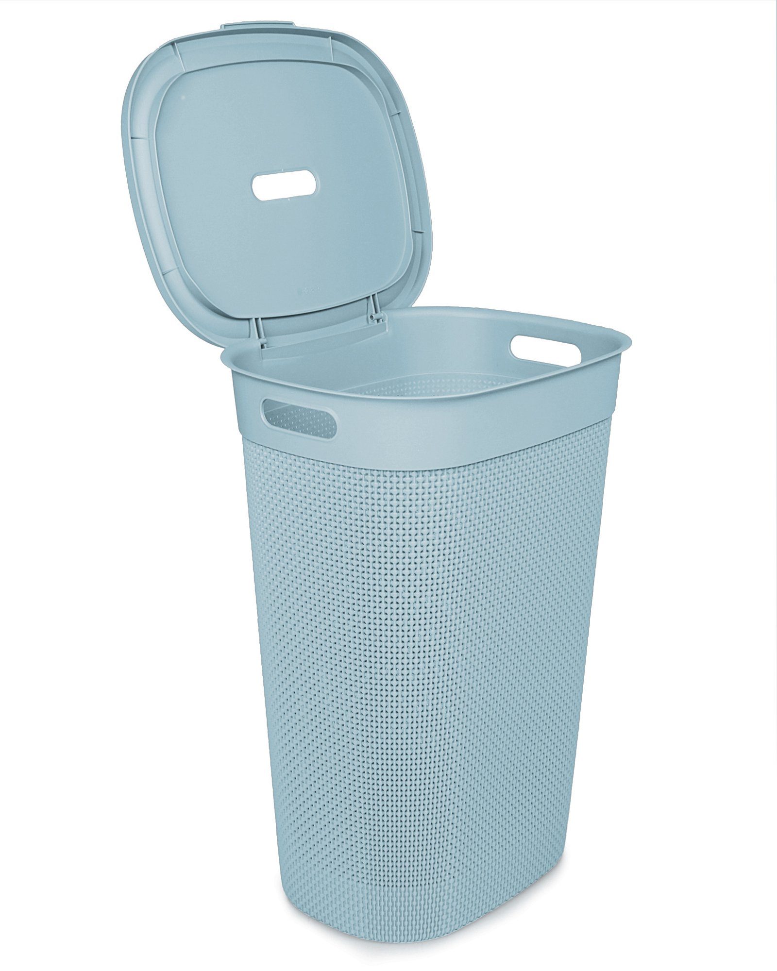 italienisches Filo Wäschebox ONDIS24 Verarbeitung aus belüftet, Liter, Design, edle Wäschekorb Kunststoff Blau 55 gut neues