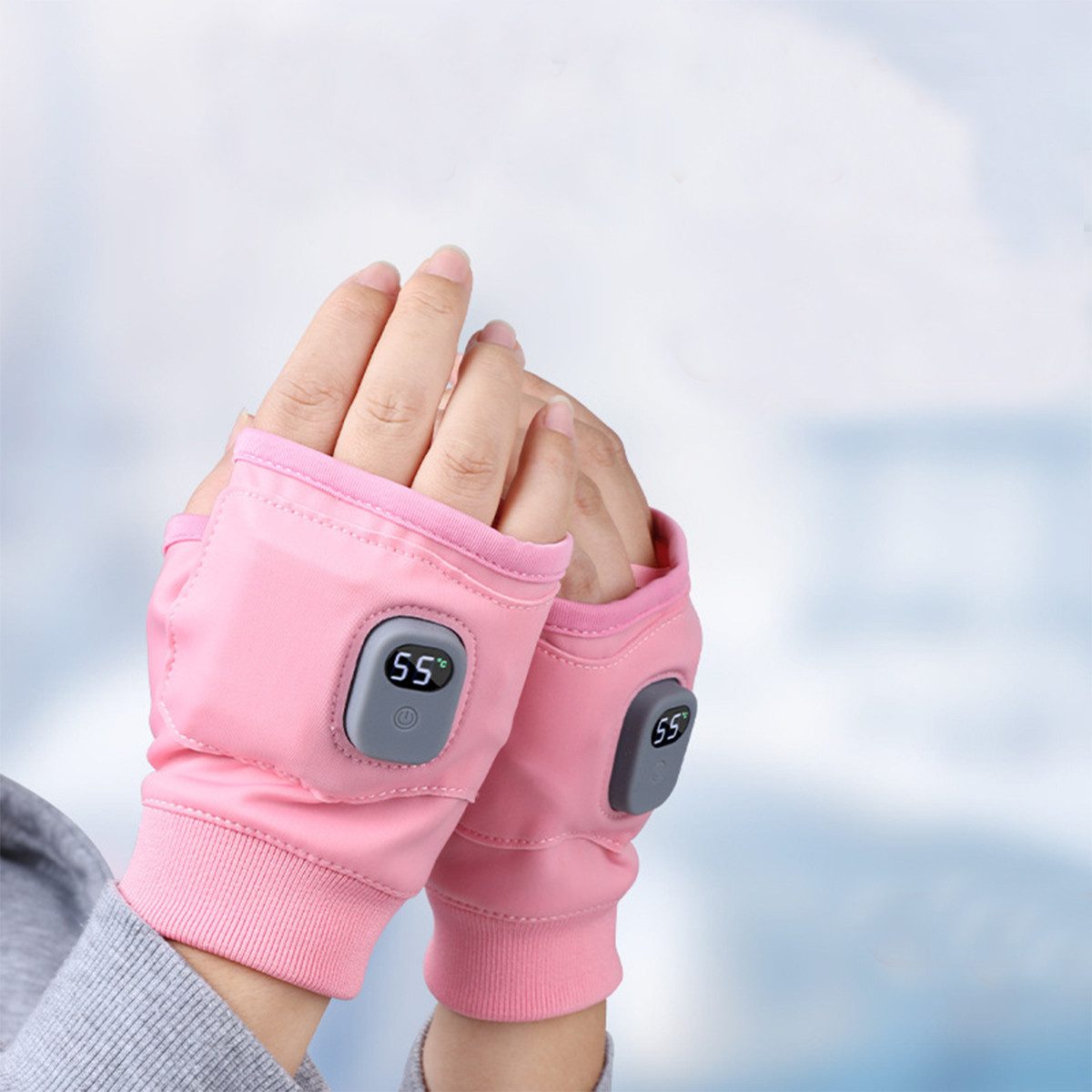 XDeer Winter-Arbeitshandschuhe Winterhandschuhe Beheizbare Fingerlose Handschuhe USB-aufladbar 3 Geschwindigkeiten Einstellbar Halbfinger Handschuhe für Innen