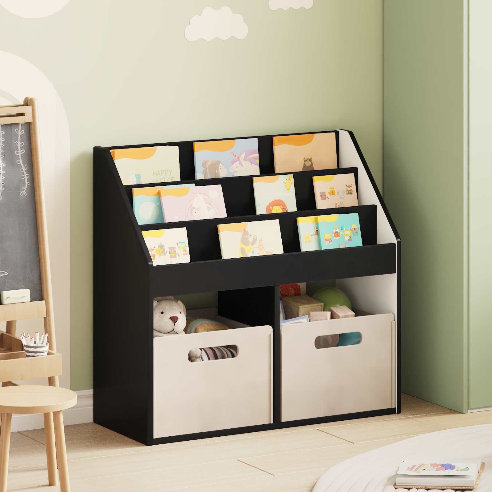 vidaXL Zeitungsständer Kinderregal Schwarz 72,5 x 29,5 x 69 cm Holzwerkstoff (1 St)