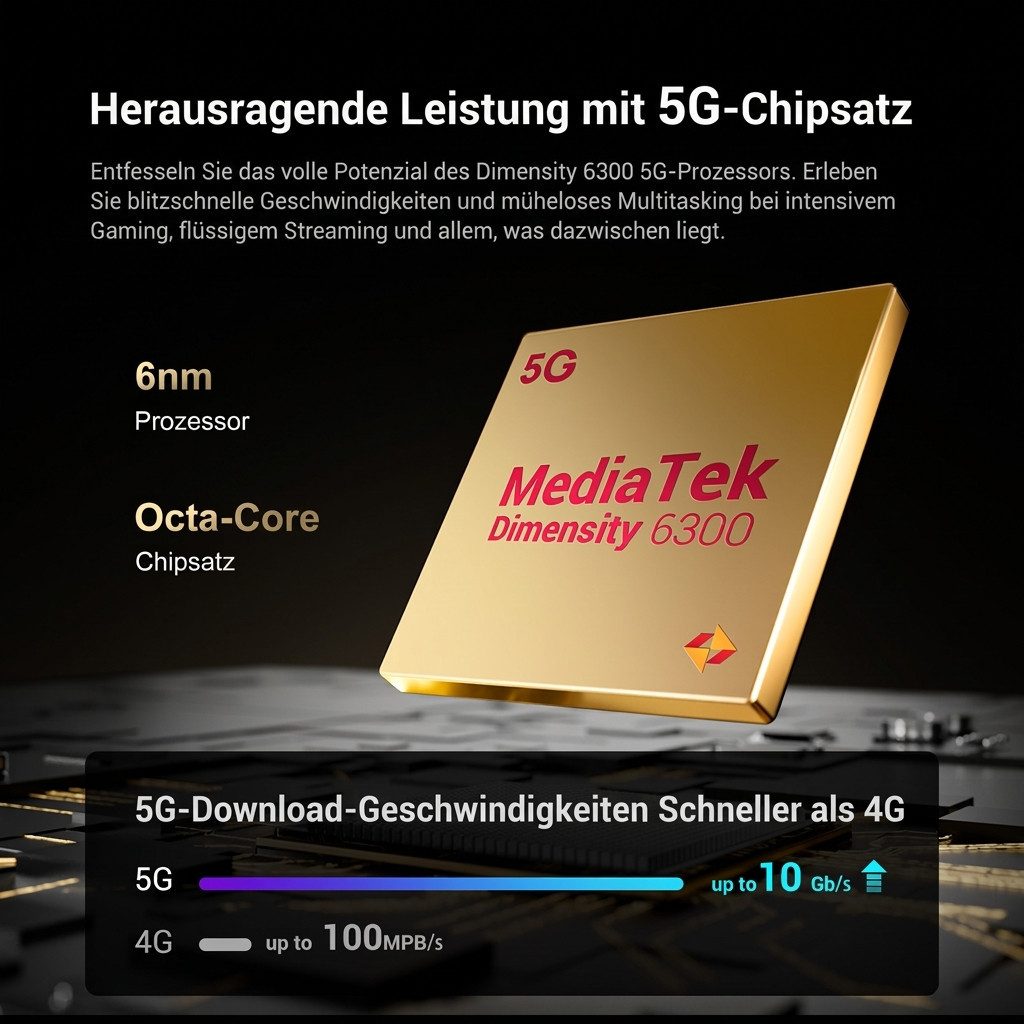 Fossibot F109 5G Outdoor-Handy HD+, 10600mAh, 8GB+256GB, NFC Smartphone (6,745 Zoll, 256 GB Speicherplatz, 50 MP Kamera, Android 14, IP68/IP69K)