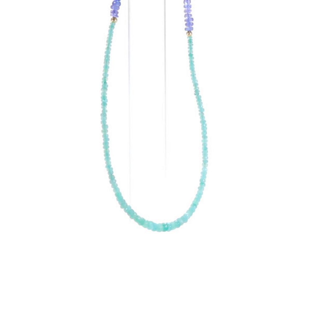 Cavill Silberkette Edelstein-Silberhalskette 38,36 ct Smaragd & Tansanit, vergoldet (1-tlg)