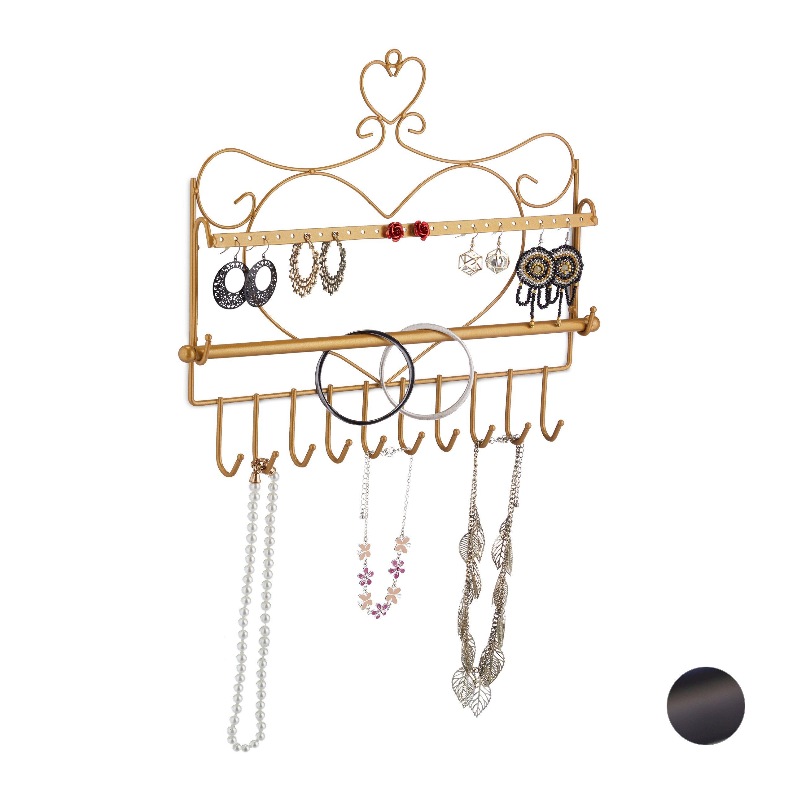 relaxdays Ювелирные изделия Schmuckhalter Wand, gold