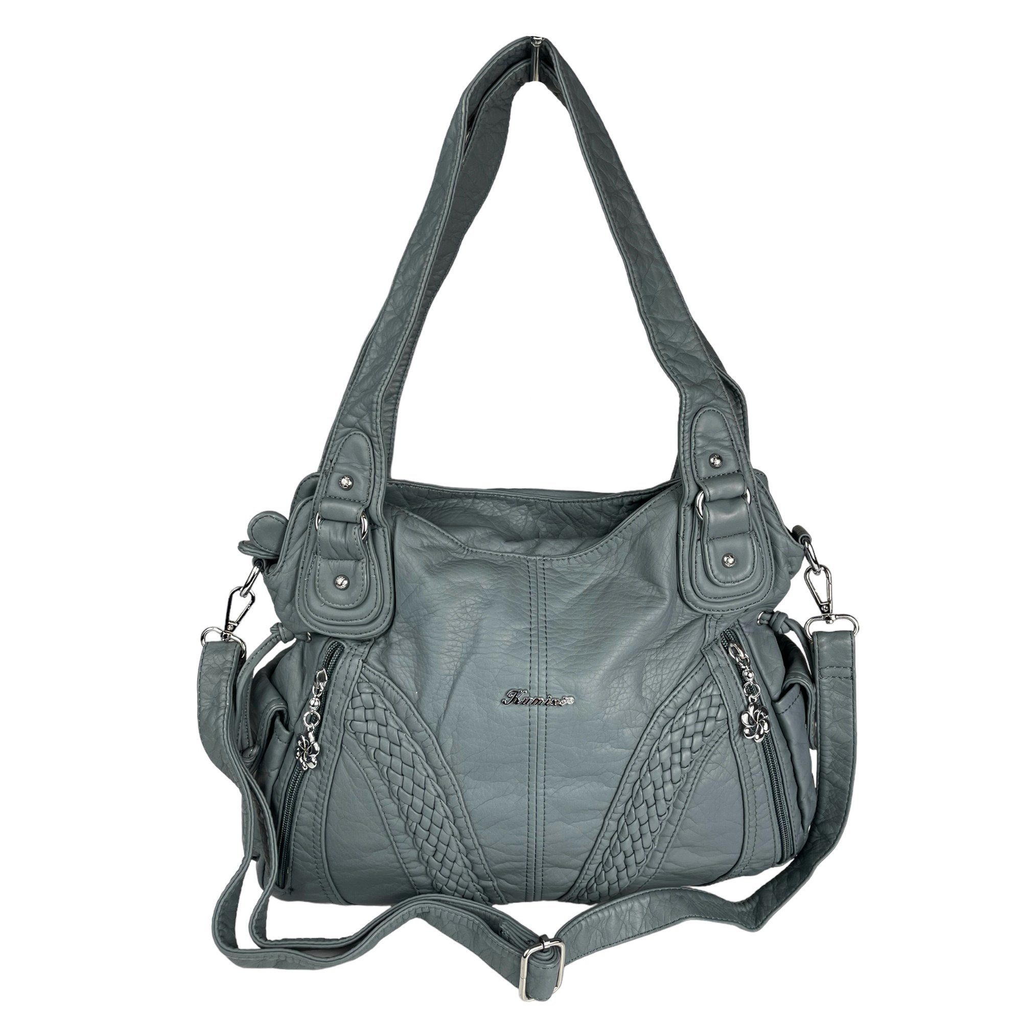 Taschen4life Schultertasche Damen Handtasche 1555-3, Schultertasche mit extra Trageriemen, Alltagstasche