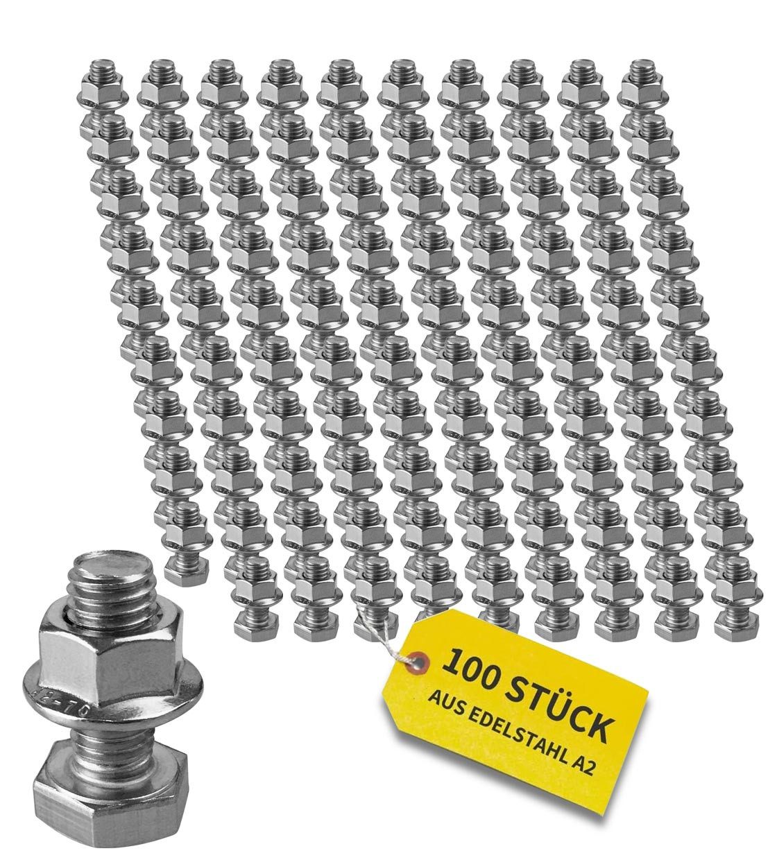 avoltik Solarmodul-Halterung Sechskantschrauben 25mm Flanschmuttern M10 Edelstahl A2 Solar, (100-tlg., Set bestehend aus Sechskantschraube mit Flanschmutter, M10 Sechskantschraube 25mm A2 mit Flanschmuttern Edelstahl)