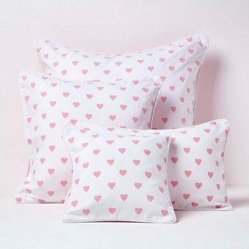 Kissenbezüge Baumwoll-Kissenbezug mit rosa Herzen, 30 x 30 cm, Homescapes