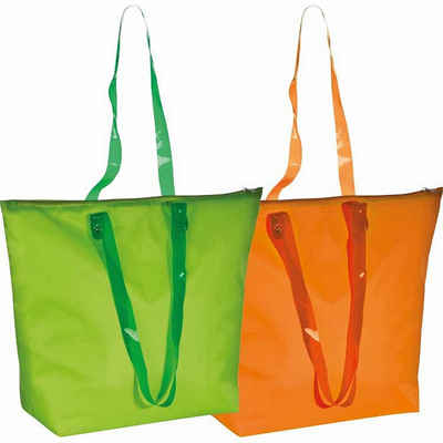 Livepac Office Strandtasche 2x Strandtasche / mit transparenten Henkeln / Farbe: je 1x orange und