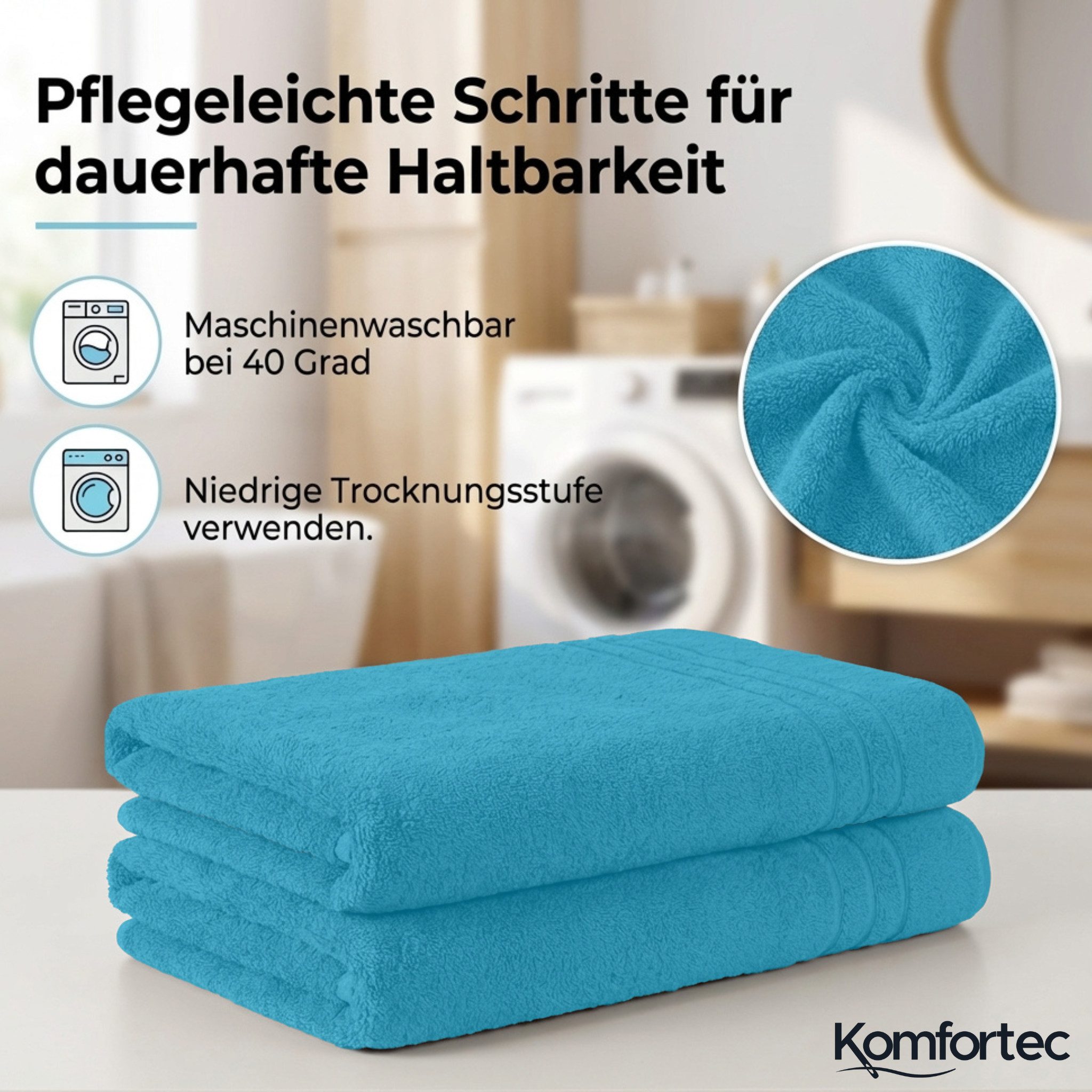 Komfortec Saunatuch 100x200 cm Badetuch aus 100% Baumwolle, Frottee (1-St), extra Große, Schnelltrocknend – Bild 3 von 5