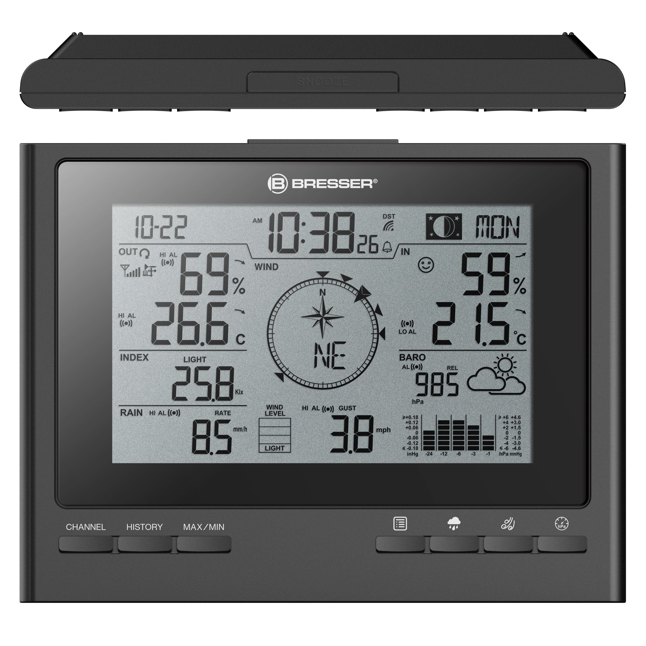 BRESSER Wetter Center ClimateScout Basisstation - schwarz Wetterstation