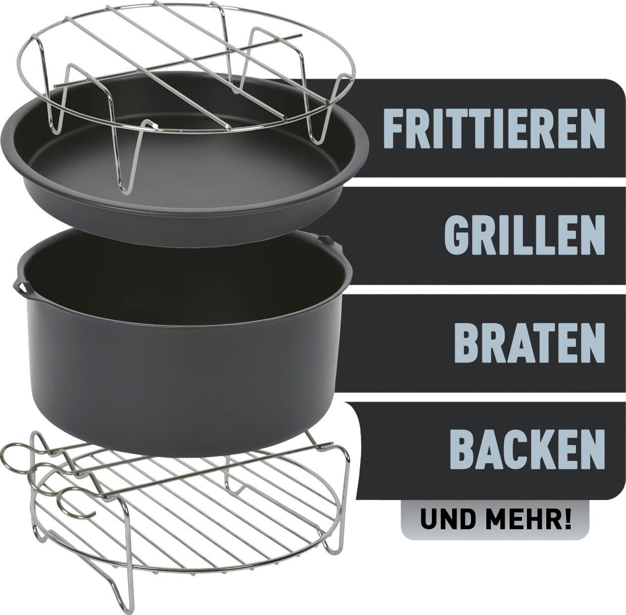 Tefal 8 kg, 1,6 Fry mit XXL Zubehör-Set, Timer, W, 1850 Easy Fassungsvermögen EY701D.HERO automatische Menüs Heißluftfritteuse