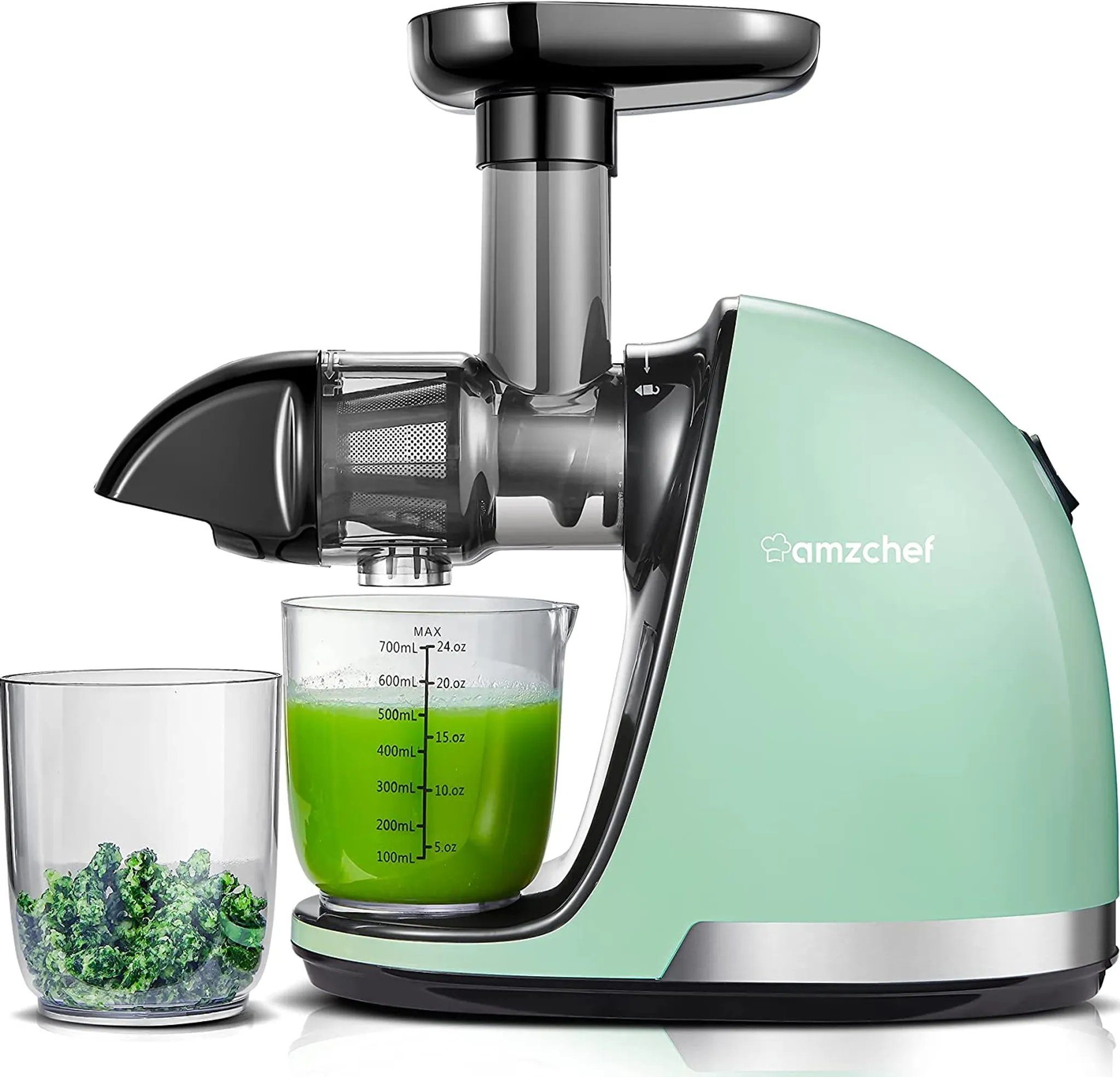 AMZCHEF Slow Juicer ZM1501, 150,00 W, Saftpresse Elektrisch, Entsafter Gemüse und Obst BPA Frei