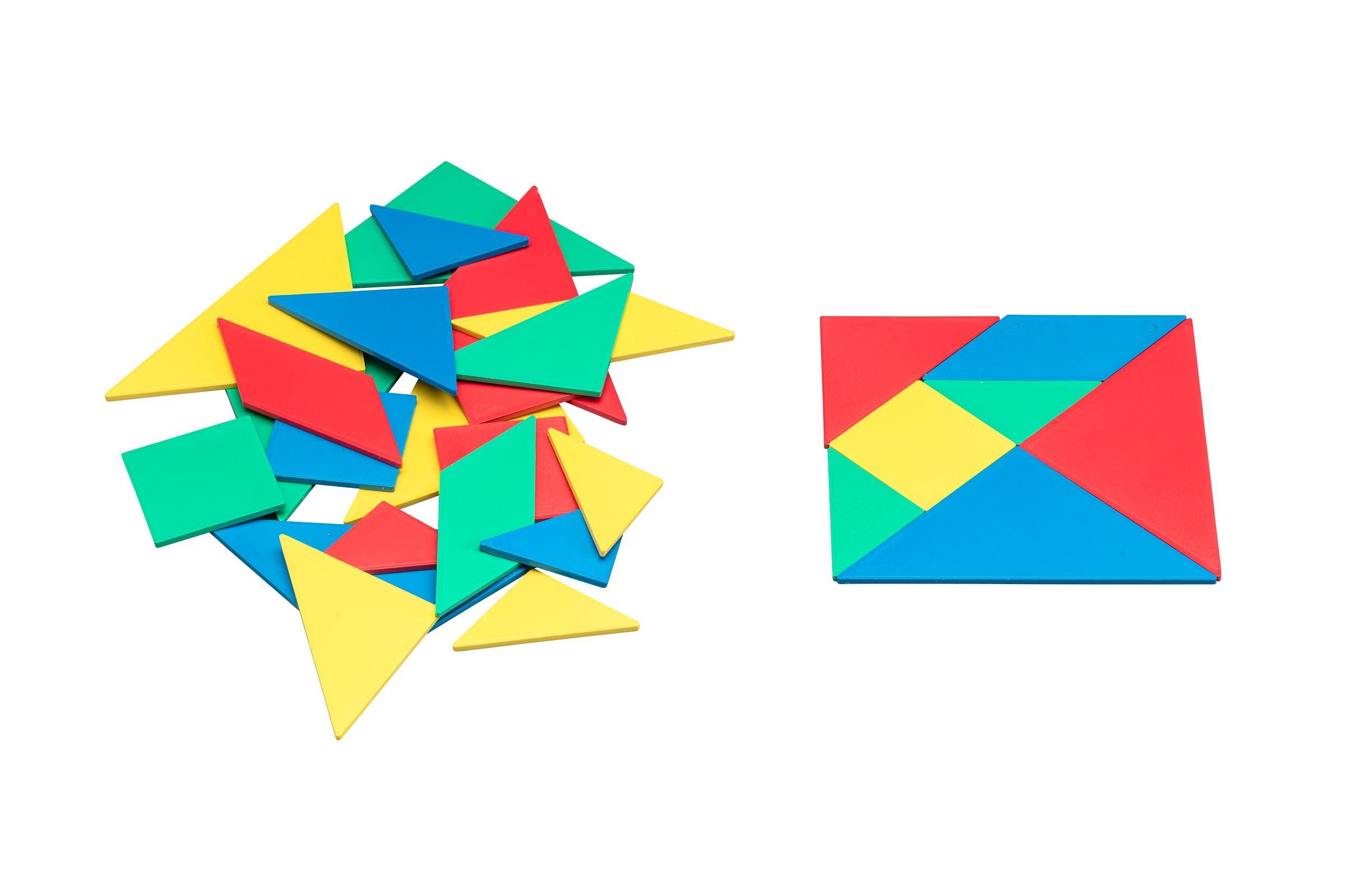 Wissner® aktiv lernen Lernspielzeug legen RE-Plastic® (28 (28-St), Tangramsatz Farben Geometrie Teile), Muster in 4