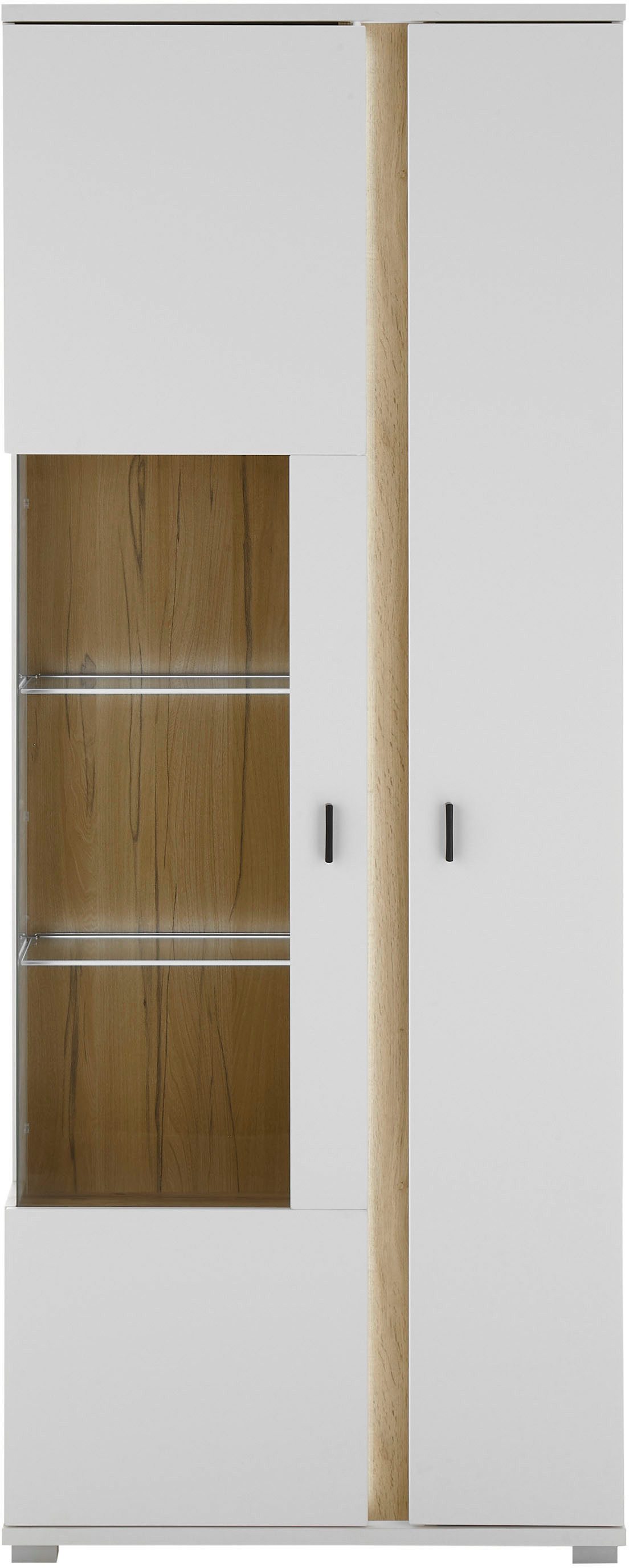 Home affaire Vitrine LONG ISLAND, Stauraumvitrine (1-St) in moderner Trendfarbe,inklusive senkrechter Beleuchtung,Breite 80 cm