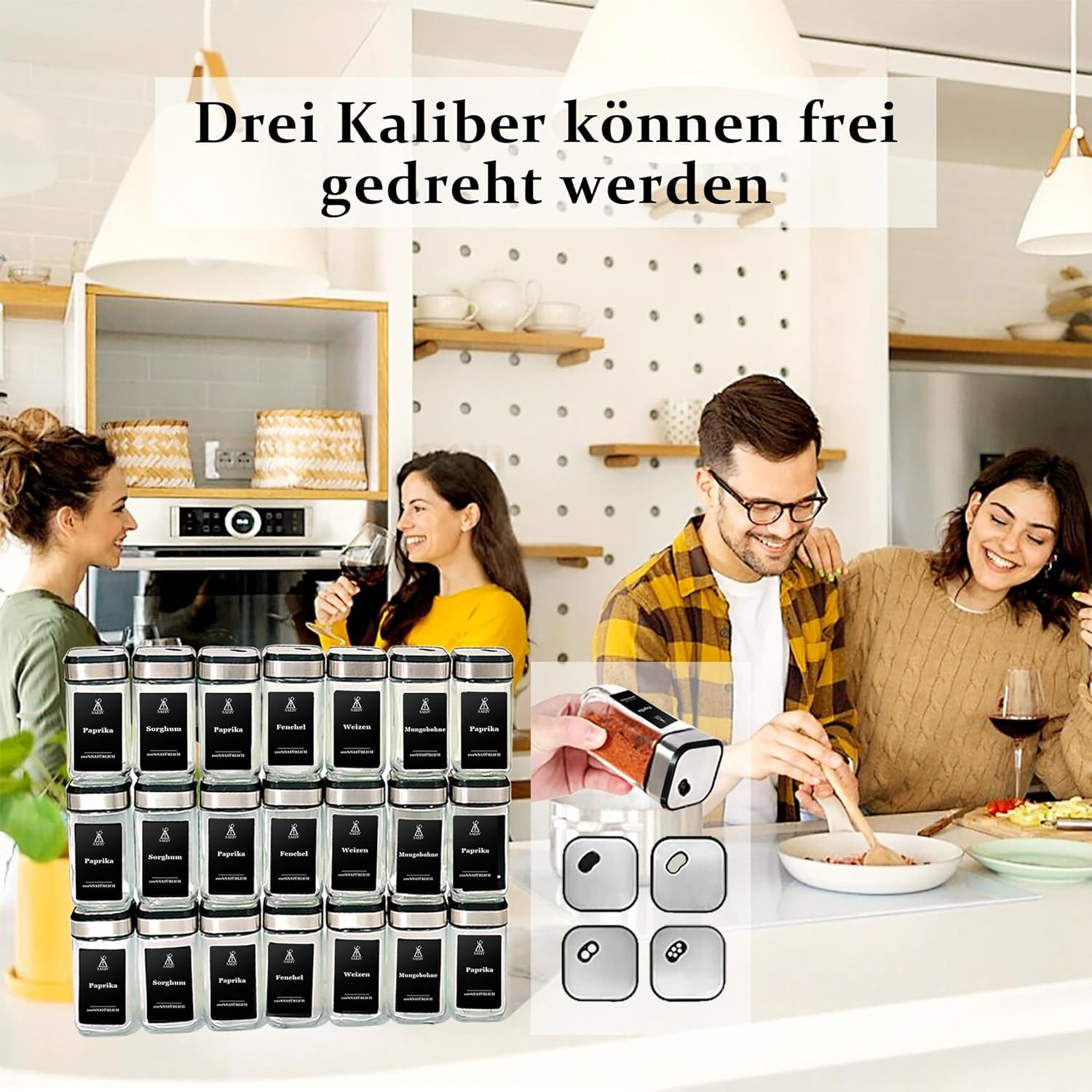 KingLux Gewürzbehälter 24Stk.Gewürzstreuer Eckig, Gewürzgläser mit drehbare günstig online kaufen