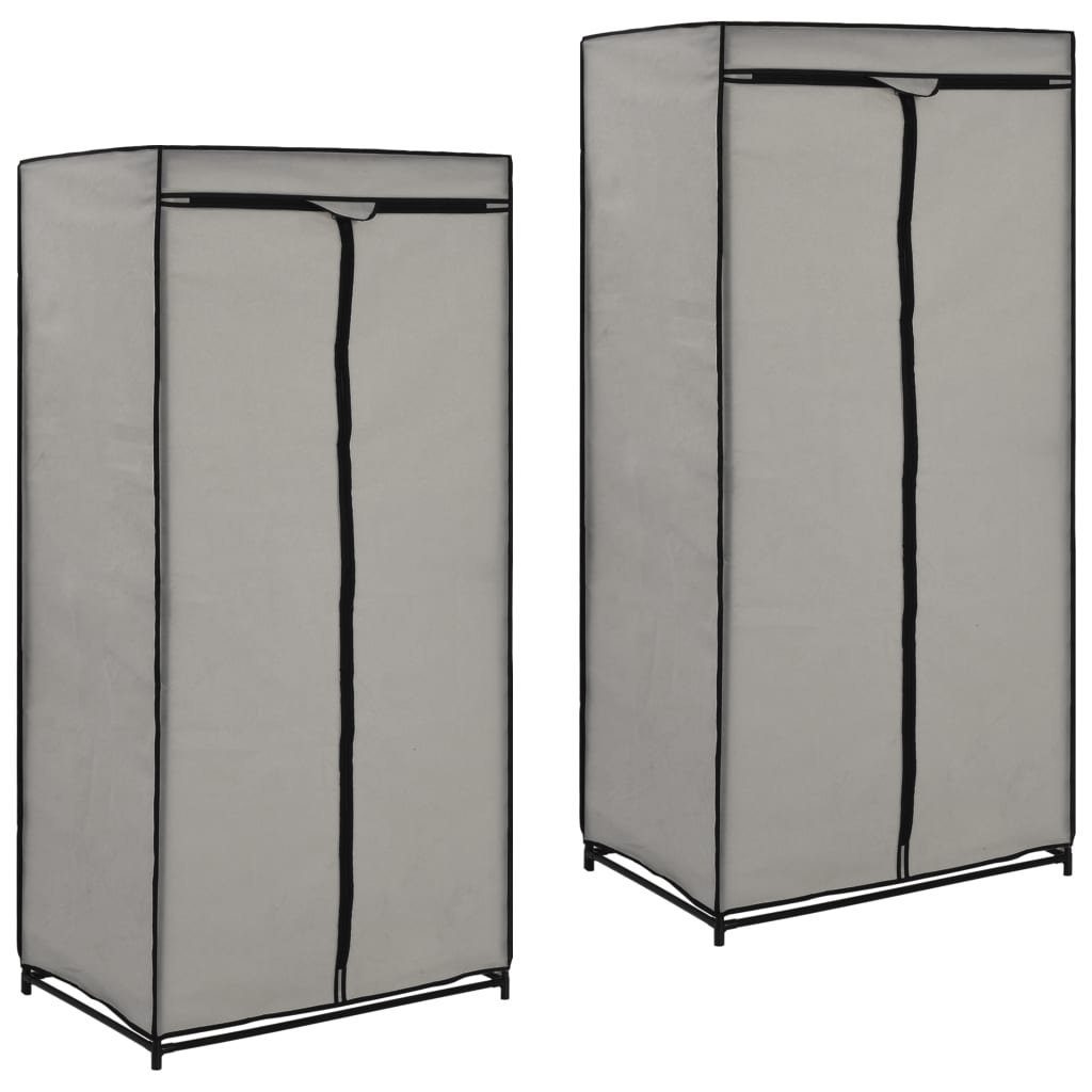 vidaXL Stoffschrank Kleiderschränke 2 Stk. Grau 75×50×160 cm (1-St)