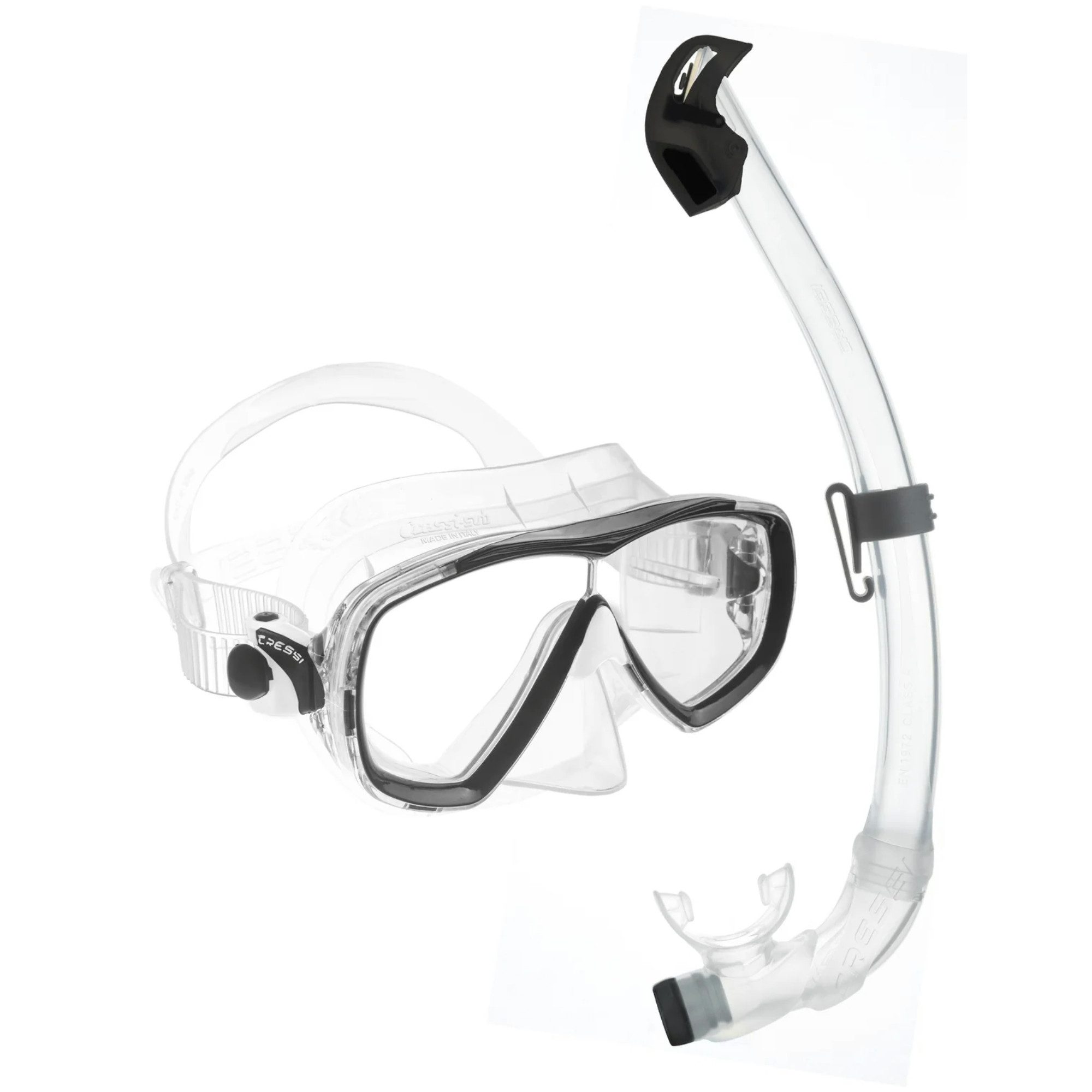 Cressi Taucherbrille Estrella + Seal Dry Snorkel Combo - Clear/Black