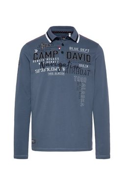 CAMP DAVID Langarm-Poloshirt mit Logo-Applikationen