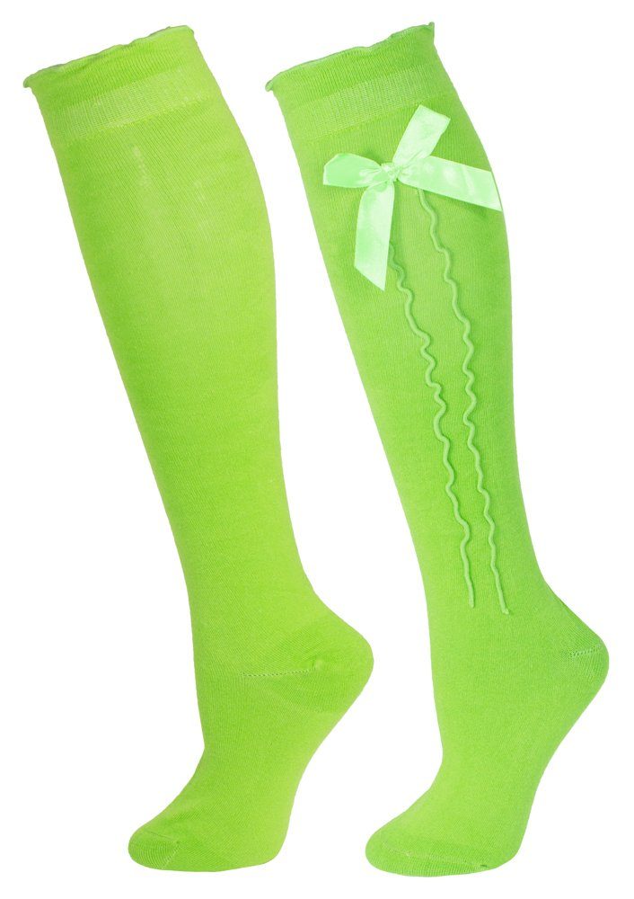 P.S. Schuhmacher Kniestrümpfe Trachten Kniestrümpfe mit Schleife für Damen, Hel