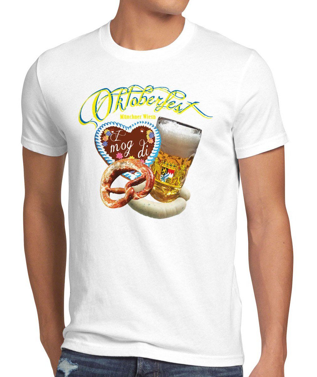 style3 Print-Shirt Herren T-Shirt Wiesn Oktoberfest München Party Volksfest Fest Dult Maß Bier Zelt weiß