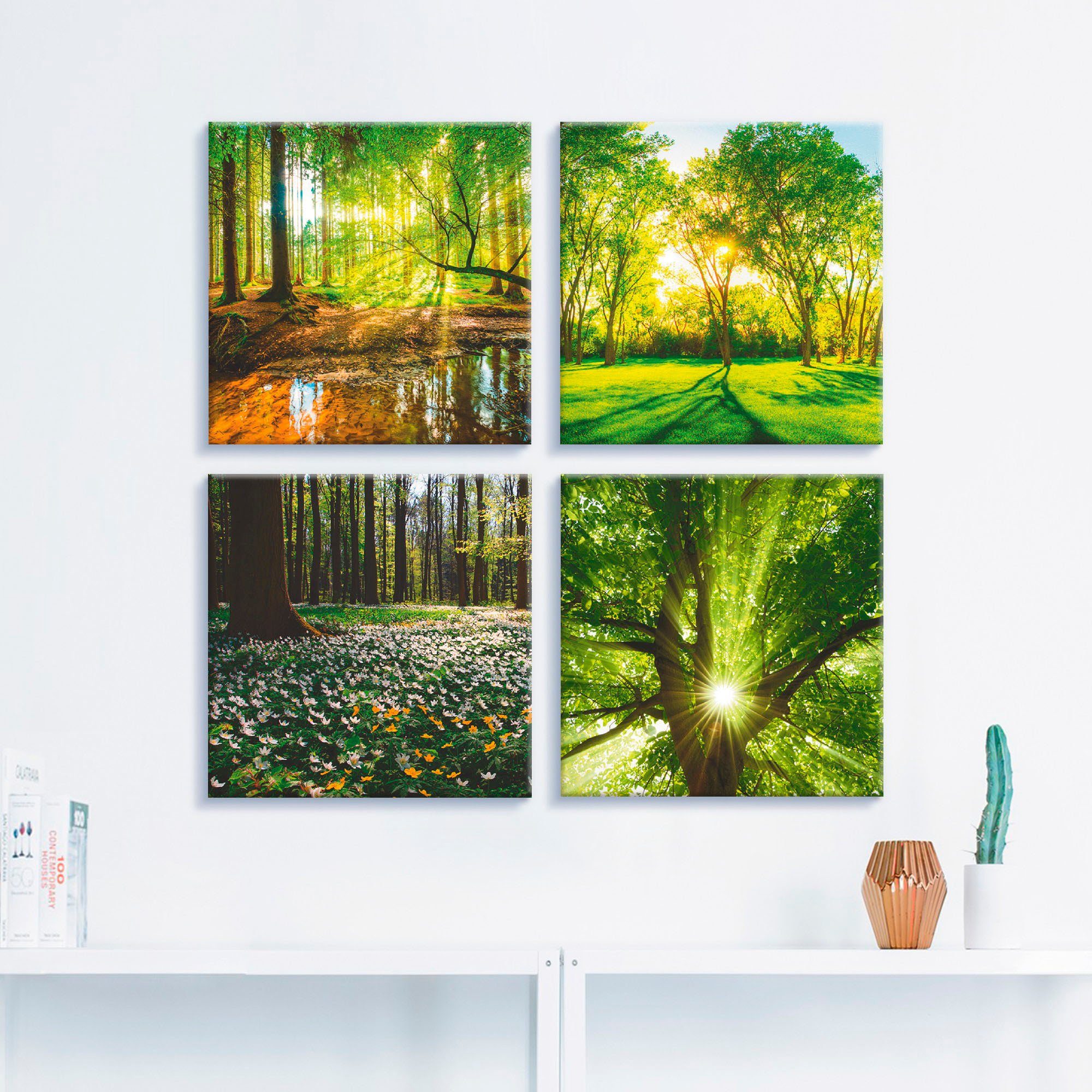 Artland Leinwandbild Wald Bach Frühling Windrosen günstig online kaufen