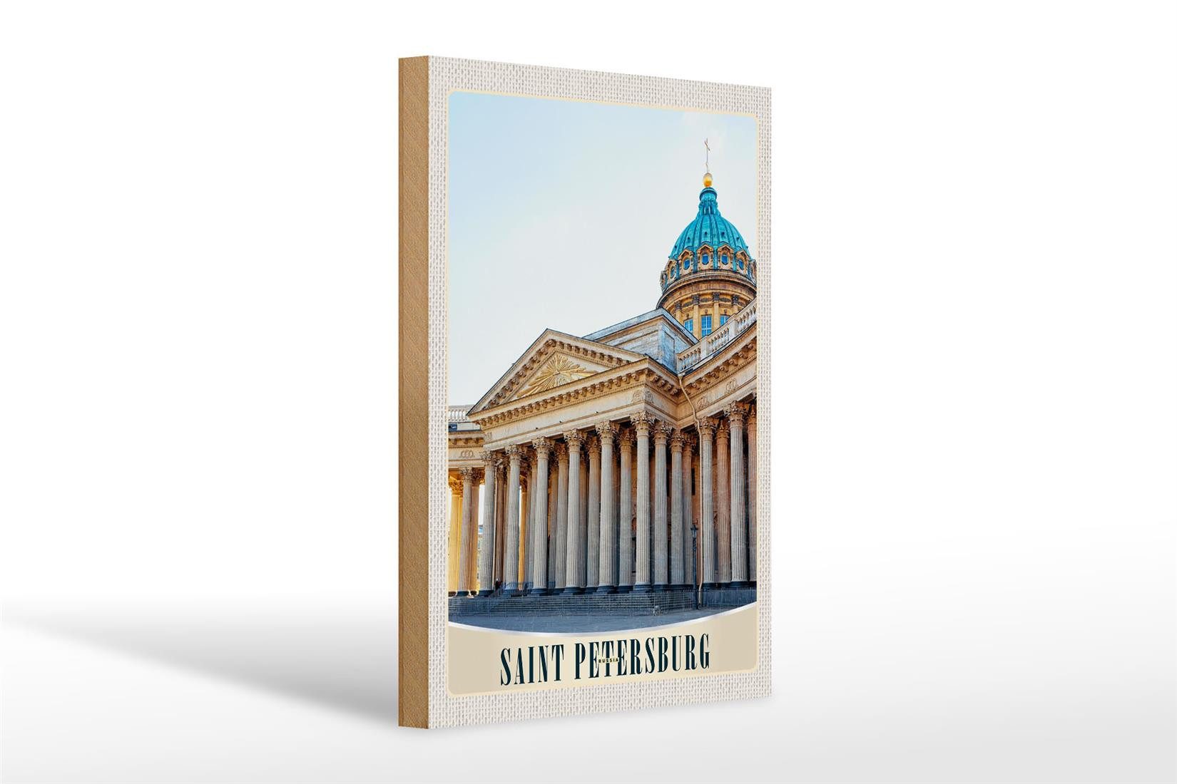 Holzbild Reise 20x30cm Saint Petersburg Russland Kirche