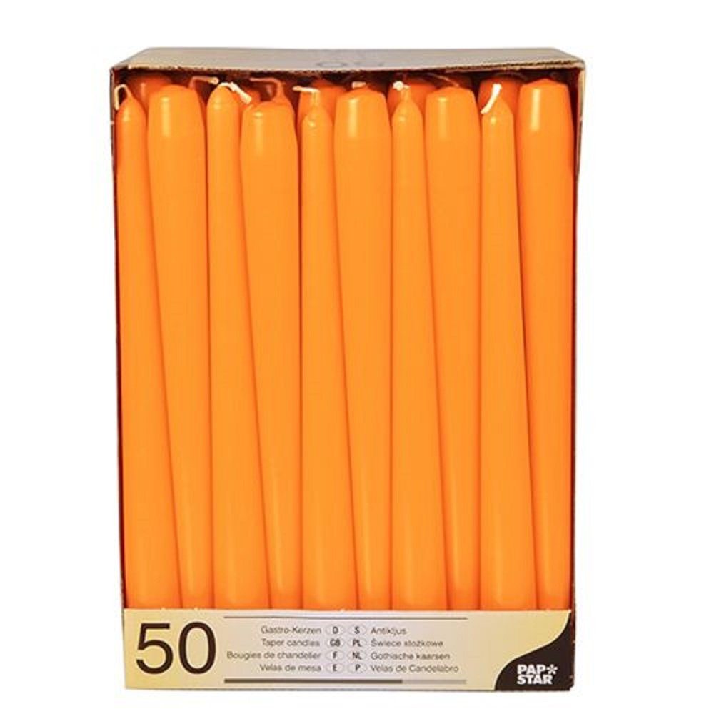 PAPSTAR Tafelkerze 50 Kerzen Tafelkerze Leuchterkerze 2,2x25cm orange günstig online kaufen