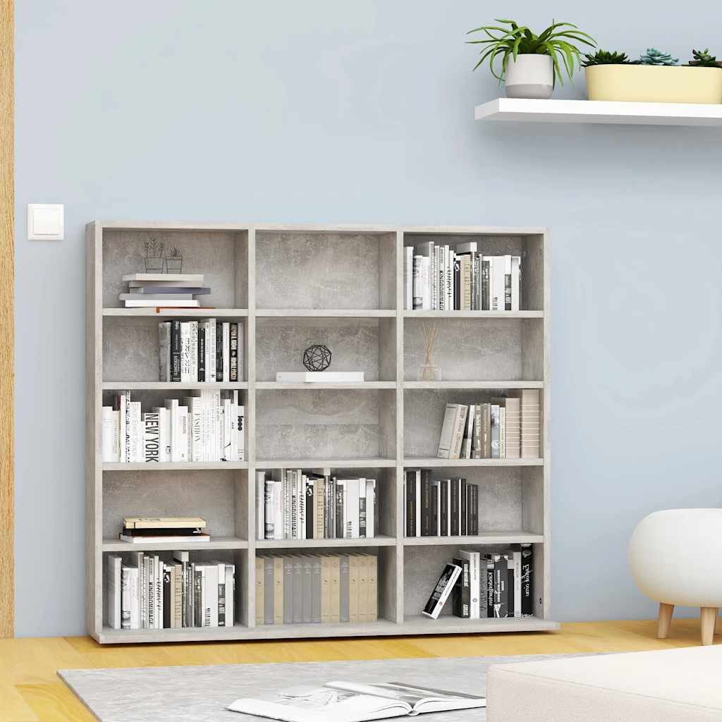 furnicato CD-Regal Betongrau 100 x 23 x 89,5 cm mit 15 offenen Fächern, 1-tlg.