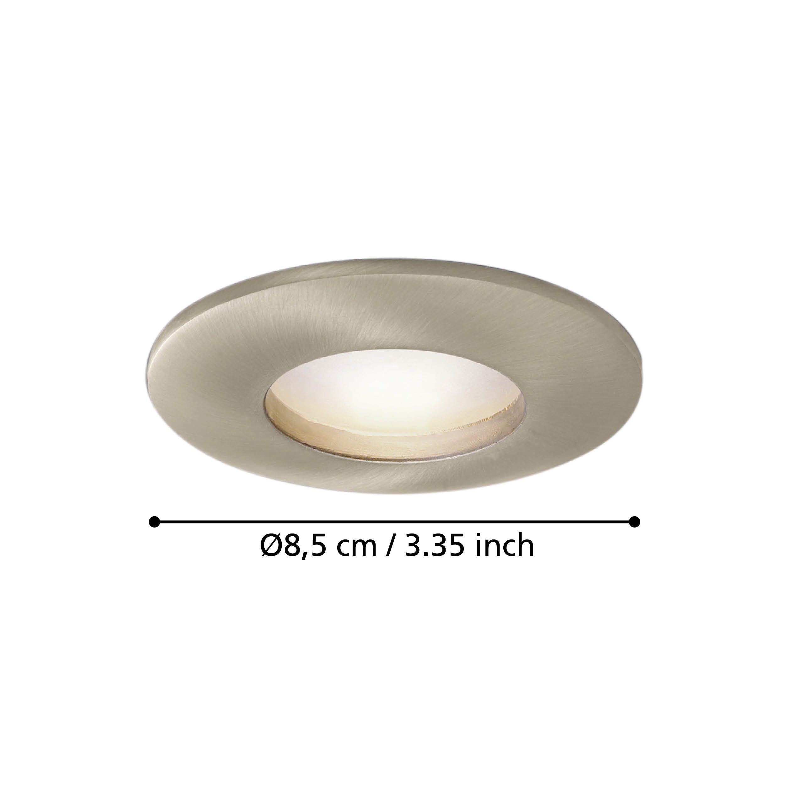 EGLO LED Einbauleuchte Margo, Leuchtmittel inklusive, Einbauspot Deckenspot Aluguss Edelstahl Glas satiniert weiß GU10