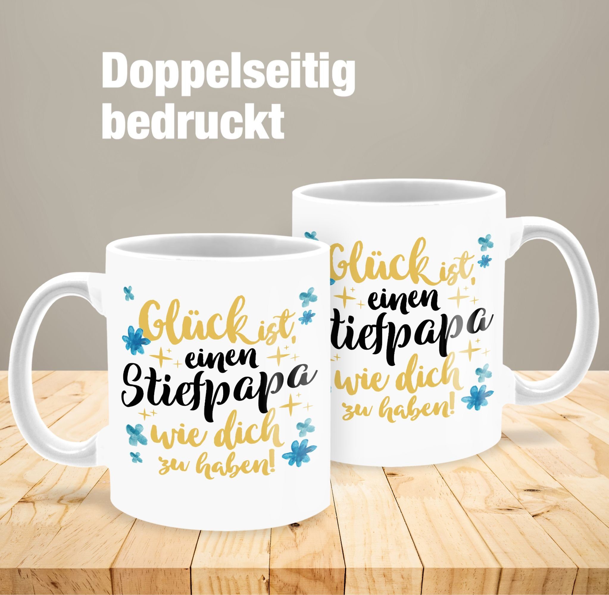 dich 3 Geschenk I Bonuspapa, Glück Tasse einen Stiefpapa Keramik, Vatertag Weiß Shirtracer Kaffeetasse wie zu haben ist,