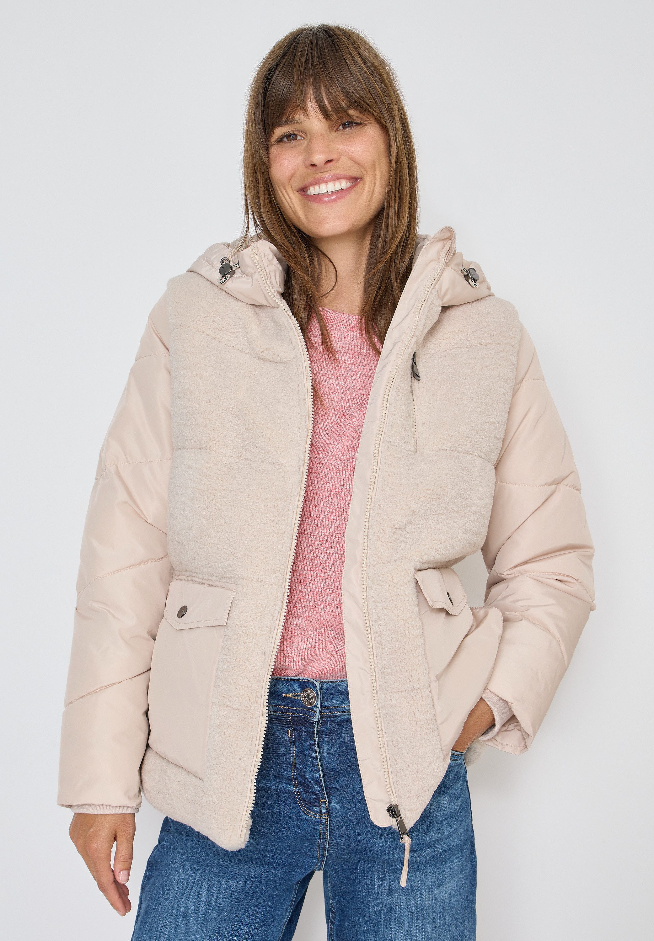 CECIL Fellimitatjacke mit Kapuze