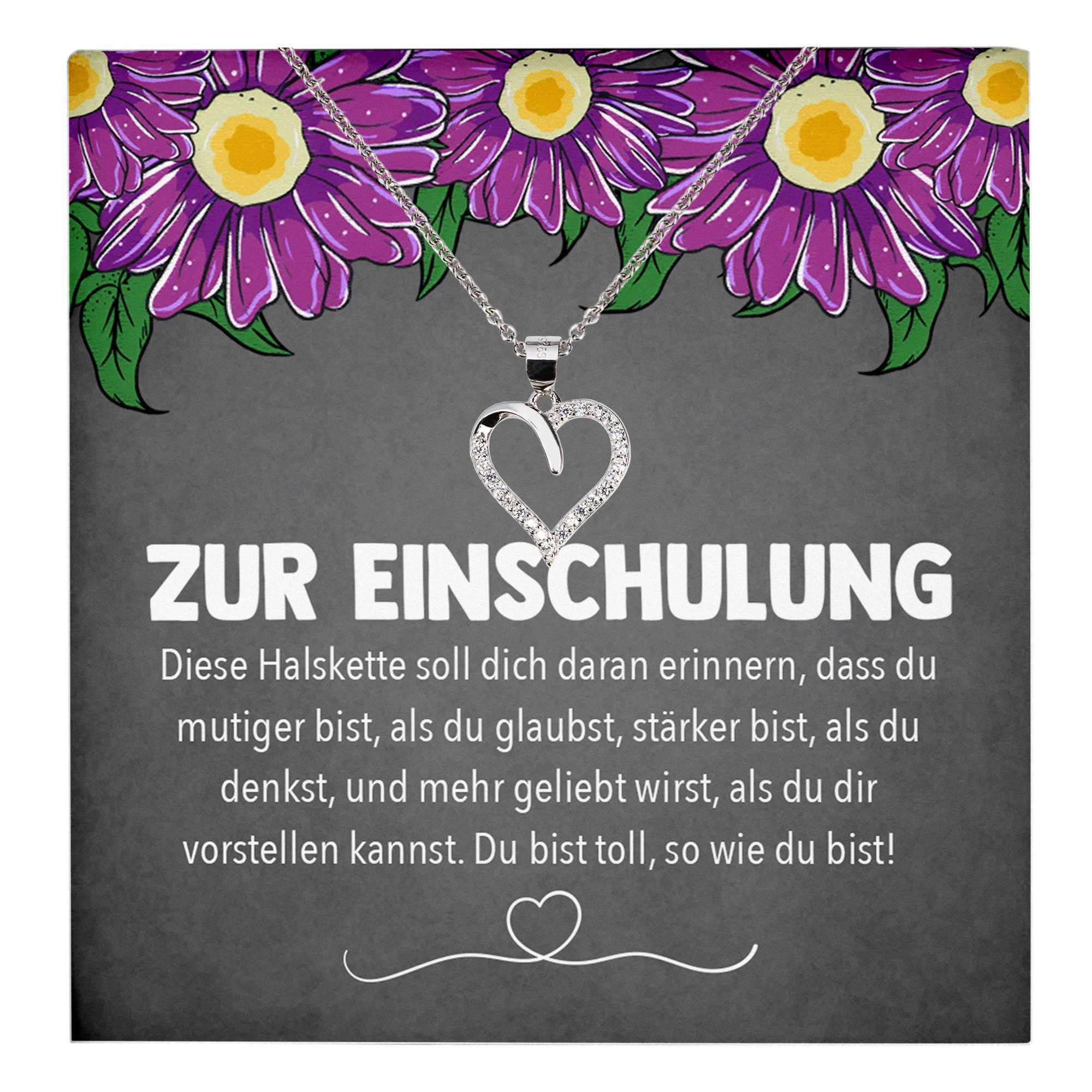 22Feels Schmuckset Einschulung Geschenk Mädchen Schmuck 1.Klasse Schulanfang Halskette Ka (inkl. Geschenktasche, Karte(n), Poliertuch, Beutel), Echt-Silber 925/000, Karte Made In Germany