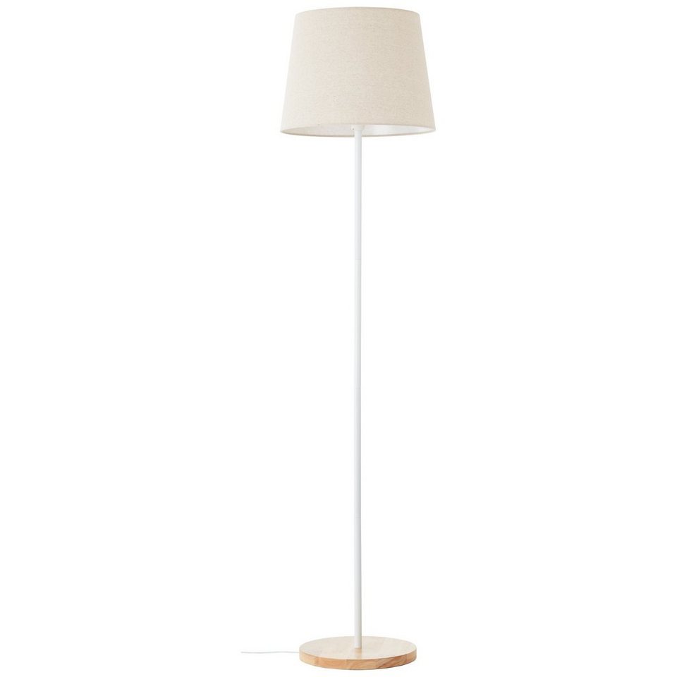 Lunde, Standleuchte E27, 40 Stehlampe 1x A60, W weiß/natur braun Lunde Brilliant Metall/Bambus