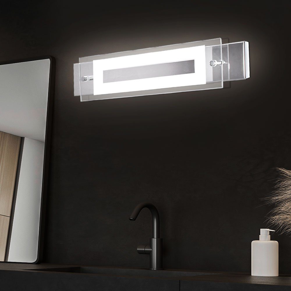 etc-shop LED Wandleuchte, LED-Leuchtmittel Wand Warmweiß, Zimmer 2x Lampen Wohn LED Strahler fest verbaut, Design Glas