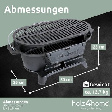 holz4home Holzkohlegrill BBQ Gusseisen Grill, Gusseisen