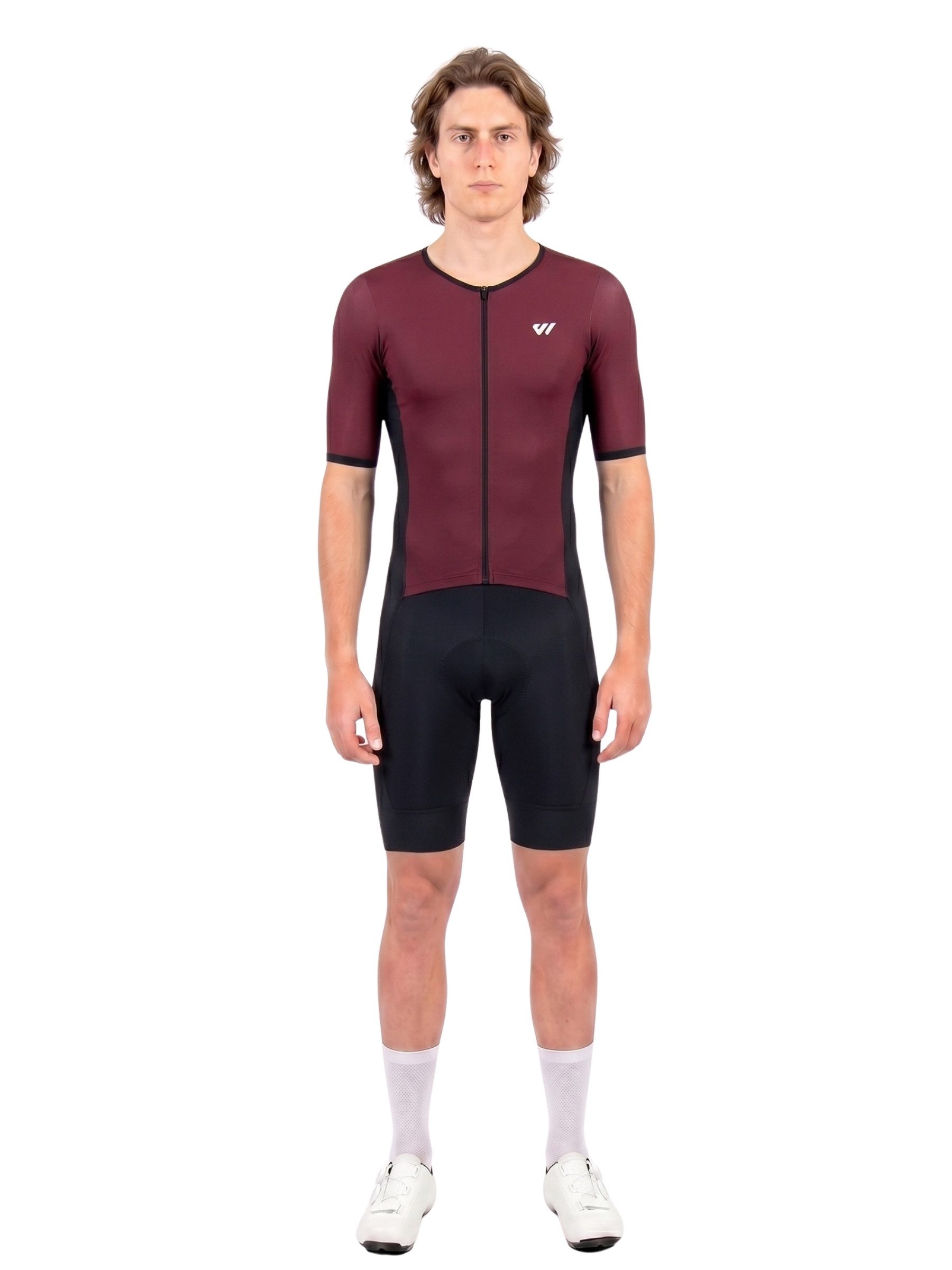 Wulibike Trainingsanzug Herren-Triathlonanzug Kurzarm Einteiler mit Sitzpolster, atmungsaktiv (Einteilig, 1-tlg), aerodynamischer Trainingsanzug für Radsport Laufen Schwimmen