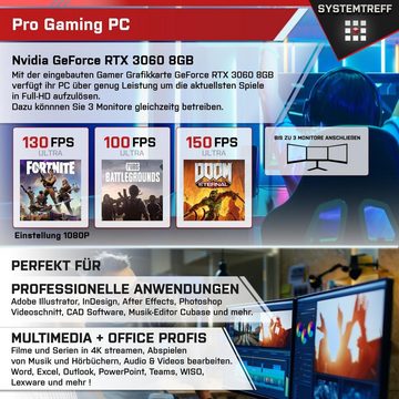SYSTEMTREFF Basic Gaming-PC (AMD Ryzen 5 4500, GeForce RTX 3060, 32 GB RAM, 1000 GB SSD, Luftkühlung, Windows 11, WLAN)
