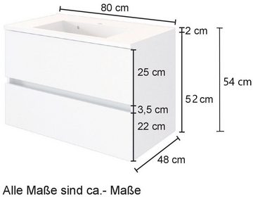 HELD MÖBEL Badezimmer-Set Horki, (Set, 3-St), bestehend aus Waschtisch-Set mit Seitenschrank, Breite 120 cm