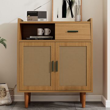 BlingBin Kommode Sideboard (1 Schublade und 2 Türen), Lochmuster-Design, gute Luftzirkulation