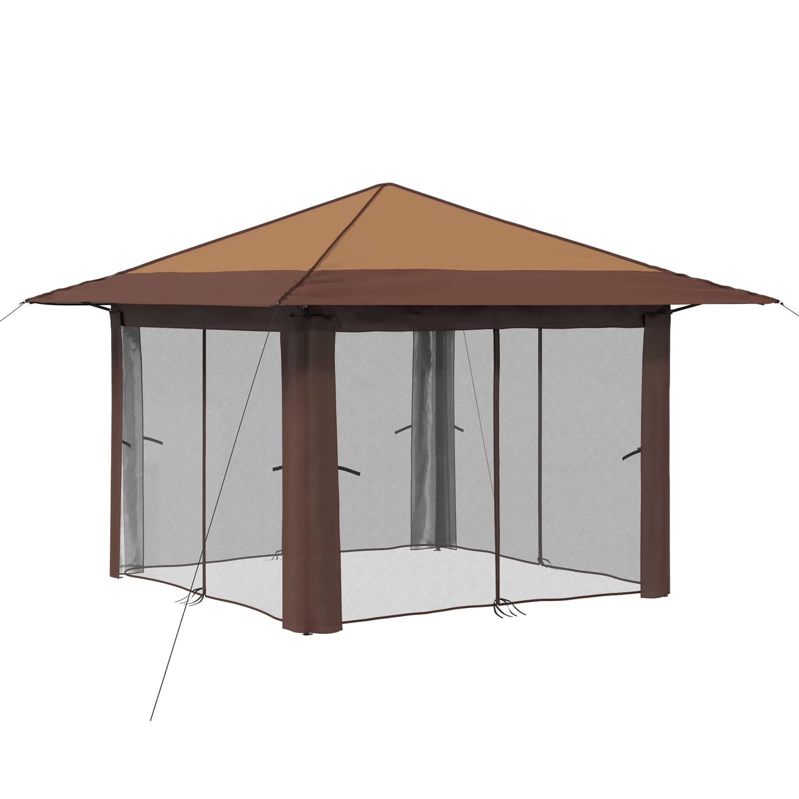 vidaXL Partyzelt Gazebo mit 4 Seitenwänden 3,3 x 3,3 m Beige und Braun