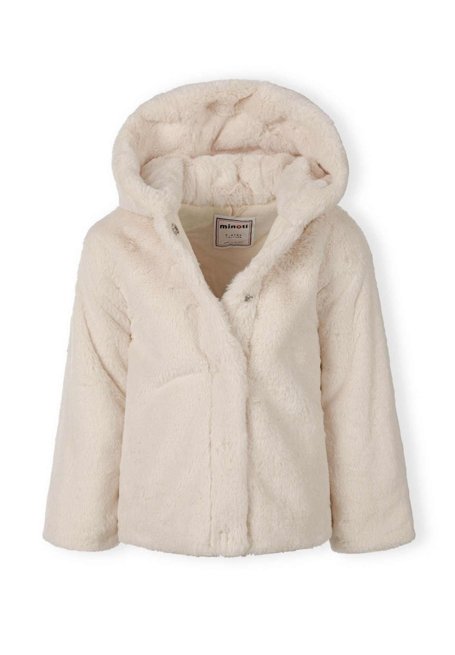MINOTI Fellimitatjacke Teddy-Übergangsjacke mit Kapuze und verdeckten Druckknöpfen (2y-14y) kuschelig
