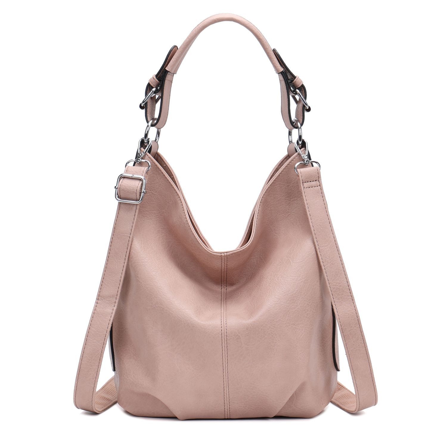ITALYSHOP24 Schultertasche DAMEN SHOPPER Hobo Bag Umhängetasche Handtasche City Bag Cross-Over (Spar-Set: Henkel Tasche mit Schultergurt, Workbag Leder Optik, 2-tlg., mit Henkel und Schultergurt), Damentasche Freizeit Abend Leder Optik Henkeltasche Reise Crossbody